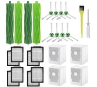 Asdazrxy Accessories for iRobot Roomba i7 i7+ i3 i3+ i4 i4+ i6 i6+ i8 i8+ E5 E6 E7 Robot Vacuum Cleaner Replacement Parts with 4 Rubber Brushes, 8 HEPA Filters, 8 Side Brushes, 1 Cleaning Brush, 4