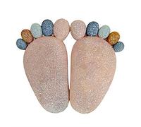asdchZen 1 Pair Human Footprint Stepping Stone Set, Garden Feet Stepping Mat Lawn Panel Decorative Stepping Resin Stone, 11.4"X7.1",Light Brown