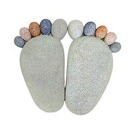 asdchZen 1 Pair Human Footprint Stepping Stone Set, Garden Feet Stepping Mat Lawn Panel Decorative Stepping Resin Stone, 11.4"X7.1",Light Gray