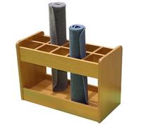 asdchZen 10-Slot Yoga Mat Organizer Wooden, Yoga Mat Storage Rack For Yoga Studio, School, Equipment Storage Holder For Gym Mat/Foam Roller