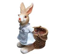 asdchZen 17'Rabbits With Flowerpot Garden Statue Bunny Figurine Flower Basket Outdoor Art Decor Sculpture Ornament For Yard Patio Office Home Art