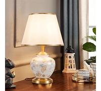asdchZen 19.7" High Desk Lamps American Retro Ceramics Table Lamp With Ceramic Decal Craft Art Deco Vintage Country Bedroom Bedside Lamp Creative Color Vase Bedroom Desk Lamp-B,B