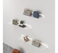 asdchZen 1Pc Metal Wall Mounted Floating Shelf With Led Warm Light, Light-Emitting Display Stand For Multi-Use, Sturdy Iron Art, 60-120Cm,60x20CM