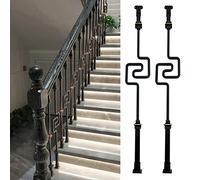 asdchZen 2 Pack Iron Balusters For Staircase, Rustic Square Deck Spindles Black For Hallway Porch Balcony Garden Indoor Outdoor Platform Guardrails With Adjustable Connector,Style,2,H 105cm/41.3 in