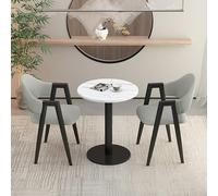 asdchZen 3-Piece Modern Dining Set For Office Reception, Includes Round Table & 2 Pu Upholstered Chairs, Perfect For Small Spaces, Meeting Room, And Club Use