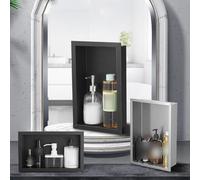 asdchZen 304 Stainless Steel Shower Niche,Embedded Wet Room Shelf,Bathroom Living Room Bedroom Kitchen Wall Recessed Shelves,Toiletry Shampoo Storage -Black,Silver a