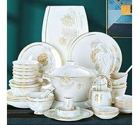 asdchZen 35,56,60Pcs Ceramic Dinnerware Set Tableware Dishes Plates Ceramic Combination Dinner Service Set Porcelaine Service For 10, Phnom Penh Tableware Set,35 Pieces