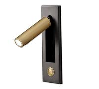 asdchZen 3W Led Wall Spot Lights Indoor Bedside Reading Lamp, Flush Wall Mount Spotlights, Aent Lamp With Button Bed Board Lighting Fixture, 350° Rotable And ° Fold Recessed Scon,Brushed Brass