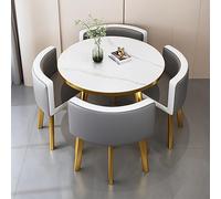 asdchZen 5-Piece Modern Round Dining Set, Space-Saving Table & Chair Combo For Small Apartments, Kitchens & Dining Rooms - Compact Furniture Solution,C,80cm(31inch)