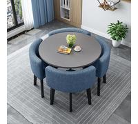 asdchZen 90Cm Round Dining Table Set For 4 - Modern Compact Breakfast & Dinner Table For Small Spaces, Yellow Kitchen Furniture For Apartment Dining Room,Blue,70cm/27.5in