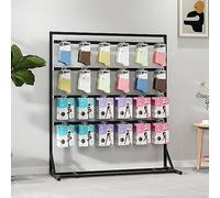 asdchZen Adjustable Display Stand With Hooks For Organized Storage And Retail Presentation.Black,120x40x135cm (24 hooks)