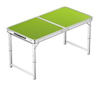 asdchZen Adjustable Height Aluminum Folding Table, Portable Outdoor Camping Table With Handle, Compact 120X60Cm Picnic Dining Table Set With 4 Stools - Blue,80X50cm green