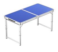 asdchZen Adjustable Height Aluminum Folding Table, Portable Outdoor Camping Table With Handle, Compact 120X60Cm Picnic Dining Table Set With 4 Stools - Blue,80X50cm blue