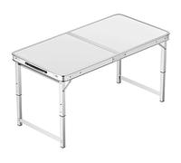 asdchZen Adjustable Height Aluminum Folding Table, Portable Outdoor Camping Table With Handle, Compact 120X60Cm Picnic Dining Table Set With 4 Stools - Blue,100X50cm white