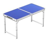 asdchZen Adjustable Height Aluminum Folding Table, Portable Outdoor Camping Table With Handle, Compact 120X60Cm Picnic Dining Table Set With 4 Stools - Blue,100X50cm Blue