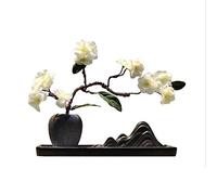 asdchZen Artificial Flowers Chinese Ceramic Vase Artificial Flower Zen Home Accessories, Landscape Sand Table Rockery Artificial Potted Plant, Artificial Flower Set Artificial Bonsai F