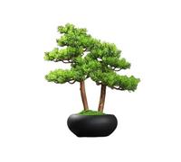 asdchZen Artificial Trees Chinese Feng Shui Artificial Bonsai Tree Ornaments Office Desktop Landscaping Fake Green Plants Decorative Simulated Pine,Black