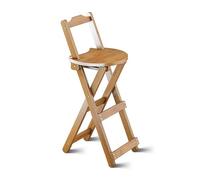 asdchZen Bamboo Folding Tall Stool Portable 30In Kitchen Chair With Backrest And Footrest For Adults Foldable And Comfortable Home Seating,Brown,62cm/25in
