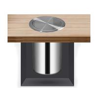 asdchZen Built-In Round Stainless Steel Trash Can With Swivel Lid Silver Integrated Garbage Bin For Kitchen Countertop Space-Saving Design Easy To Clean And Stylish,Silver