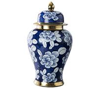 asdchZen Ceramic Vases Ginger Jar With Lid For Home Decor Blue And White Oriental Handpainted Temple Jar Vase Traditional Porcelain Dried Flower Vases Decoration For Living R L,Small