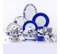 asdchZen Ceramics Dinnerware Set,Bowl/Dish/Soup Pot/Spoon|Bone China Dinner Sets,Modern Blue And White Porcelain Pattern Porcelain Combination Set,60Pieces,82pieces