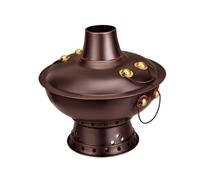 asdchZen Copper Hot Pot - Traditional Beijing Style 34Cm Charcoal Cooking Pot For Home Party,Authentic Chinese Hot Pot Cookware,Ideal For Family Gatherings And Festive Meals,Copper,32cm