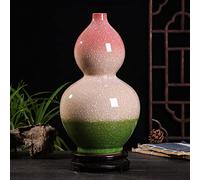 asdchZen Cracked Three Colors Glazed Jade Piece Color Glazed Vase Jingdezhen Handmade Simple Chinese Ceramic Decorative Vase Gift Chinoiserie Modern Floral Vase,H