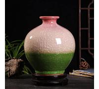 asdchZen Cracked Three Colors Glazed Jade Piece Color Glazed Vase Jingdezhen Handmade Simple Chinese Ceramic Decorative Vase Gift Chinoiserie Modern Floral Vase,B