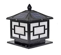 asdchZen Creative 25Cm Solar Column Headlight Remote Control Outdoor Waterproof Garden Light Outdoor Home Door Light Chinese Villa Wall Lamp Acrylic Lampshade Two-Color Light Source Decor