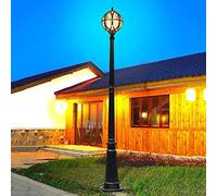 asdchZen Creative European Waterproof Lawn Light Courtyard Lantern Villa Landscape Lighting Fixture Traditional Mediterranean Aluminum Ball Streetlight E27 Glass Globe Garden Community,Black,270CM