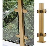 asdchZen Deck Grass Fencing Panels Post/Clamp, Gold Stainless Steel Glass Railing Baluster Square For Patio Garden, Balcony, Platform & Loft Stairs,Corner Post,125cm/49.2 in