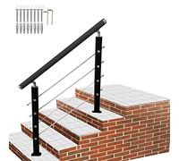 asdchZen Deck Stair Railing Kit White/Black, Outdoor Handrails With Post For Front Porch, Patio Garden, Balcony & Backyard, Mobility Aids Banister For Seniors Disabled,Black,100cm/40in