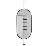 asdchZen Decorative Glass Mirror For Ceiling Mounted Boom, Oval Vanity Mirror Iron Metal Framed Bathroom Mirrors, Wall Hanging Rod Mirror For Shower Shaving, Black,B,40cmx60cm