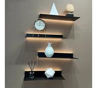 asdchZen Double-Sided Floating Wall Shelves With Led Light - Aluminum Alloy Bathroom Display Shelf, 120Cm Black Wall-Mounted Storage For Home Decor And Organization,Black,60cm