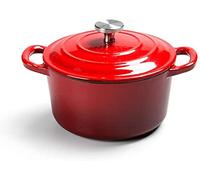 asdchZen Enameled Cast Iron Dutch Oven With Lid Casserole Pot Non-Stick Cooking Pan, 1.2 L, For Steam Braise Bake Broil Saute Simmer Roas,Red