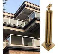 asdchZen Exterior Yard Terrace Glass Guardrail Floor Clamp Gold, Home Office Balcony Deck Patio Garden Stairway Steps Railing System, Square Glass Panel Support Shelf,Gold Corner Post,90cm/35.4 in