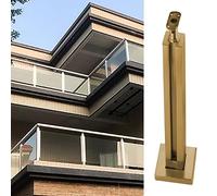 asdchZen Exterior Yard Terrace Glass Guardrail Floor Clamp Gold, Home Office Balcony Deck Patio Garden Stairway Steps Railing System, Square Glass Panel Support Shelf,Gold End Post,60cm/23.6 in