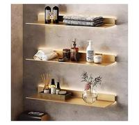 asdchZen Floating Wall Shelf With Led Light - Metal Display Shelf For Living Room, Wall-Mounted Storage Bookshelf, Modern Grey 50X20Cm - 1 Piece,Gold,60x20cm