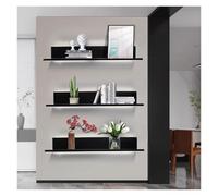 asdchZen Floating Wall Shelf With Led Light - Metal Display Shelf For Living Room, Wall-Mounted Storage Bookshelf, Modern Grey 50X20Cm - 1 Piece,Black,50x20cm