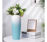 asdchZen Flower Vase For Modern Home Decor - Ceramic Vase For Home Decor, Gradient Blue Vase For Farmhouse Decor, Vase For Bohemian Decor - Small Vases For Flowers,14 * 37.5CM