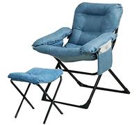 asdchZen Folding Relaxing Chair With Stool And Side Pocket 3 Way Adjustable Padded Lounge Chair For Ultimate Comfort,Blue a