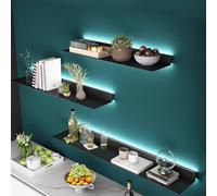 asdchZen Illuminated Metal Floating Shelves - 3 Pcs 47 Inch Wall Mounted Book Display Shelf For Bedroom, Kitchen & Room Decor - Stylish Hanging Floating Bookshelf,1 Pcs,32inch