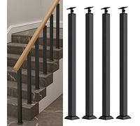 asdchZen Iron Railing Spindles Indoor Outdoor Stairs, Heavy Duty Deck Balusters With Square Shoe For Hotels Villas/Concrete Steps/Garage/Balcony/Porch/Courtyard,4 Pack,H 65cm/25.5 in