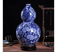 asdchZen Jingdezhen Blue And White Porcelain Flower Vase With Base, Large Handmade Chinese Ceramic Vase, Asian Decorative Vase, For Home, Living Room, Bookshelf, Table Centerpieces,D