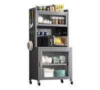 asdchZen Kitchen Rolling Cart,Bakers Rack With Storage, 5-Tier Metal Shelving, Standing Baker'S Racks With Rolling Wheels, Diy Backplane Creative - For Garage Pantry Home Kitchen