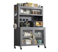 asdchZen Kitchen Rolling Cart,Bakers Rack With Storage, 5-Tier Metal Shelving, Standing Baker'S Racks With Rolling Wheels, Diy Backplane Creative - For Garage Pantry Home Kitchen