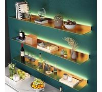 asdchZen Led Floating Book Shelves - Wall Mounted Space Saving Bookshelf Set, 3 Piece Metal Hanging Shelves For Living Room, Kitchen, Bathroom - 120Cm With Modern Design,3 Piece,100cm