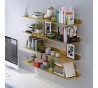 asdchZen Led Floating Wall Shelf - 26.6In Metal Display Shelf With Built-In Light For Living Room, Bathroom, Commercial Bar - Illuminated Book Shelves, Modern White Design,Gold,26.6in