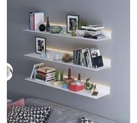 asdchZen Led Floating Wall Shelf - 26.6In Metal Display Shelf With Built-In Light For Living Room, Bathroom, Commercial Bar - Illuminated Book Shelves, Modern White Design,White,39.4in