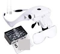 asdchZen Magnifying Glass Lamp Hands Free Headband Magnifying Glass,Usb Charging Head Magnifier With Led Light Jewelry Craft Watch Hobby 5 Lenses Flexible Gooseneck Arm Marriage